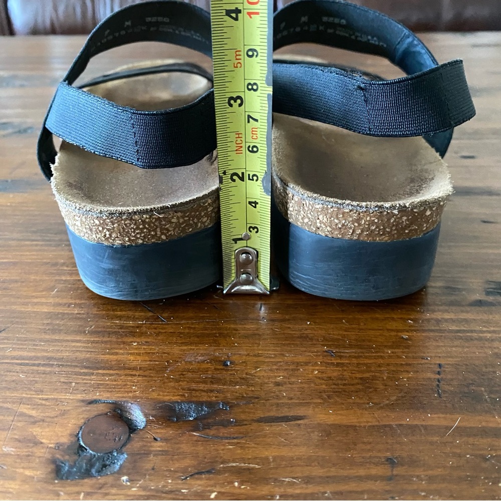 Munro‎ elastic double strap black sandal w/ Birkenstock footbed size 9 - Picture 8 of 14